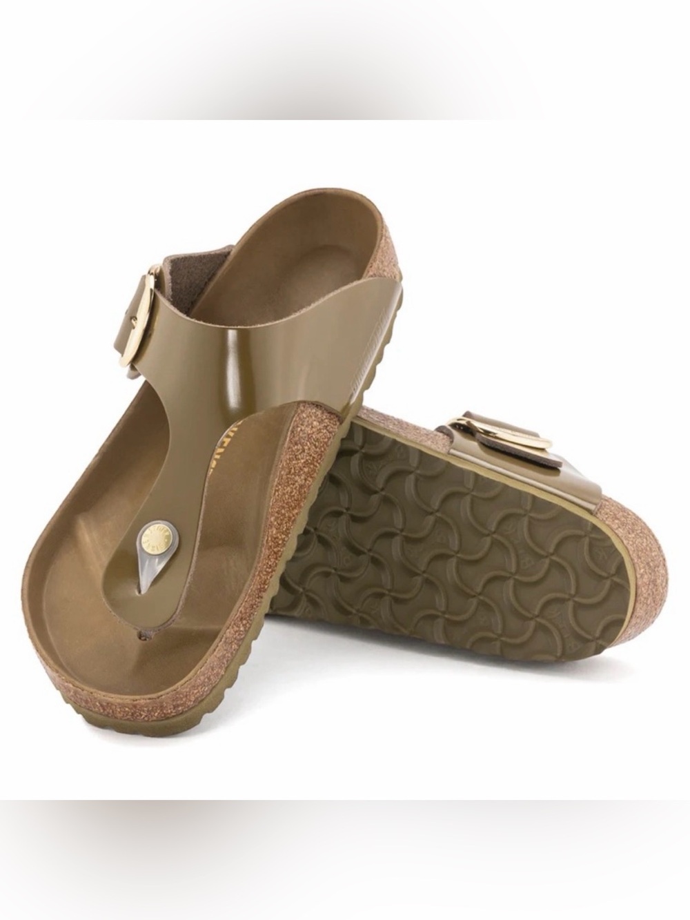 ⚡️Birkenstock Gilzeh Big Buckle High Shine Leather Sandals in Mud Green,38EU,NWT - Picture 3 of 17
